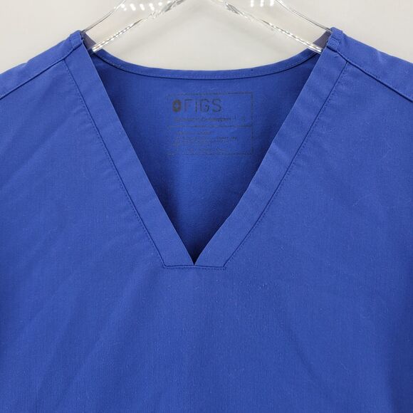 Figs Casma Thre Pocket Scrub Top Womens Small V-Neck Blue Short Sleeve Nursing - Picture 2 of 9